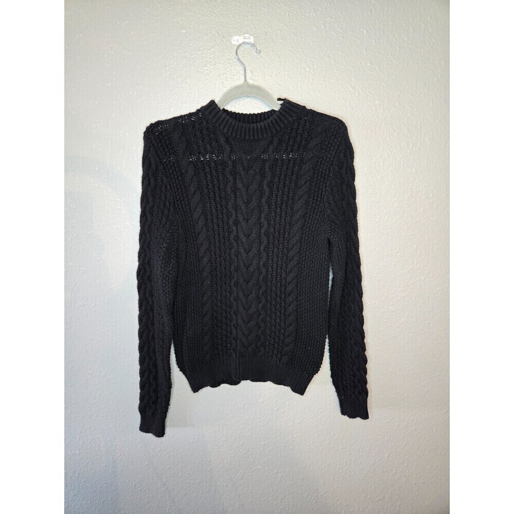 Polo Ralph Lauren Women's Black Chunky Cable Knit Mock Neck Sweater Size Medium - Picture 3 of 5